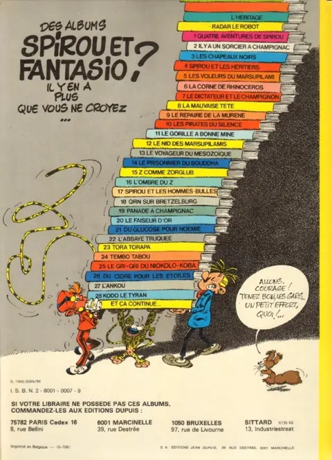 Verso de l'album Spirou et Fantasio Tome 5 Les voleurs du Marsupilami