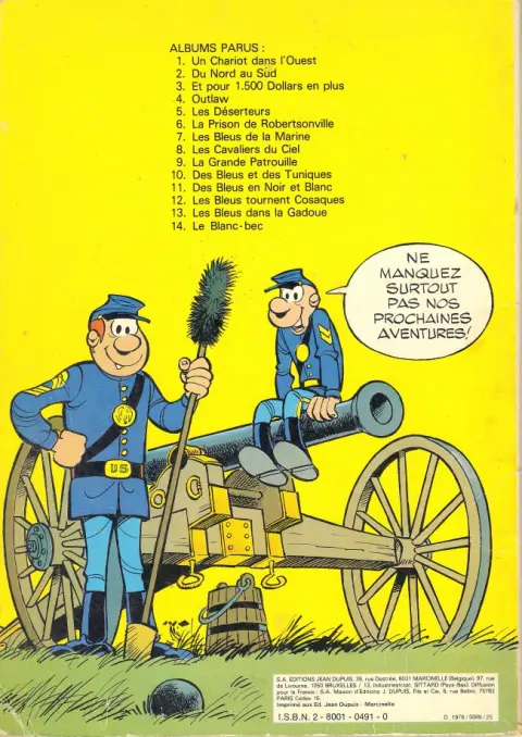 Verso de l'album Les Tuniques Bleues Tome 8 Les cavaliers du ciel