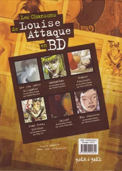 Verso de l'album Chansons en Bandes Dessinées Les Chansons de Louise Attaque en BD