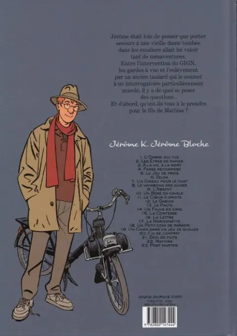 Verso de l'album Jérôme K. Jérôme Bloche Tome 22 Mathias