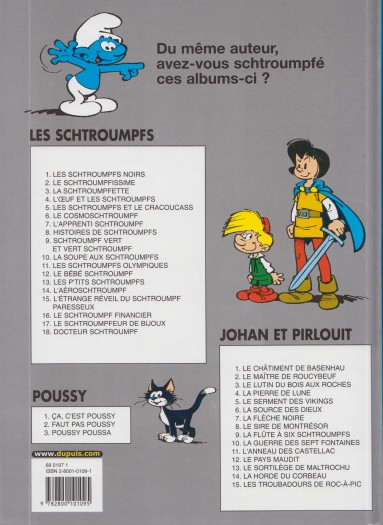 Verso de l'album Les Schtroumpfs Tome 2 Le Schtroumpfissime