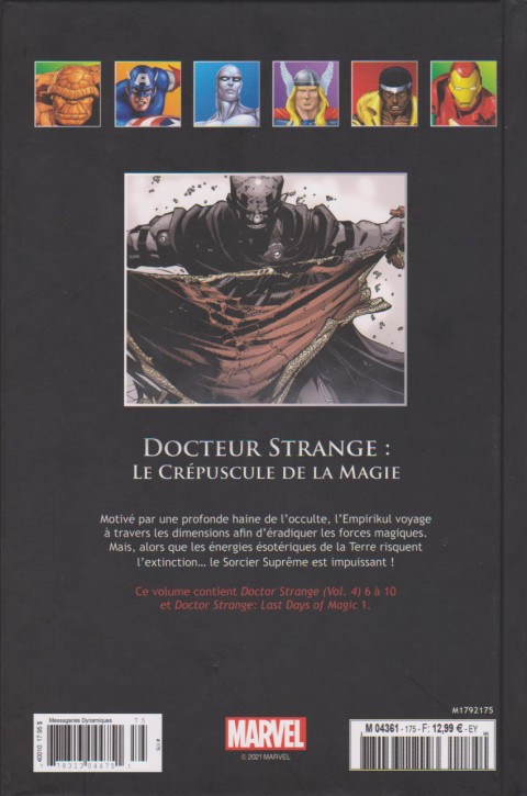 Verso de l'album Marvel Comics - La collection de référence Tome 175 Docteur Strange : Le Crépuscule de la Magie