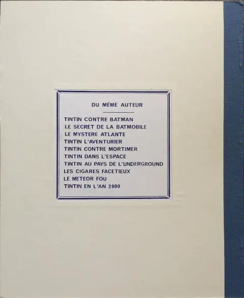 Verso de l'album Tintin Tintin contre Batman