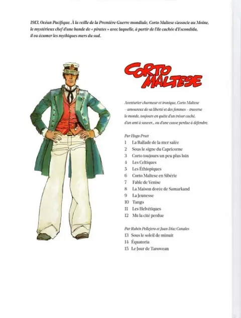 Verso de l'album Corto Maltese Tome 1 La ballade de la mer salée