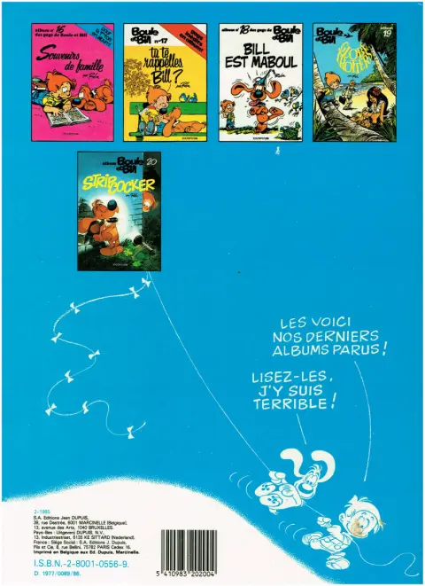 Verso de l'album Boule & Bill Tome 14 Ras le Bill !
