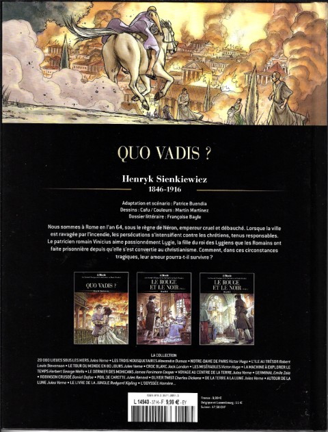 Verso de l'album Les Grands Classiques de la littérature en bande dessinée Tome 30 Quo Vadis ?