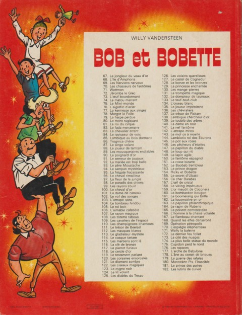 Verso de l'album Bob et Bobette Tome 95 la frégate fracassante