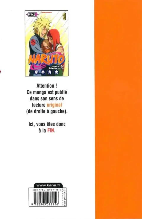 Verso de l'album Naruto 53 La naissance de Naruto