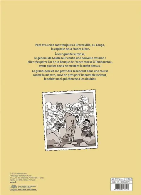 Verso de l'album La drôle de guerre de Papi et Lucien 3 Mission : Sahara