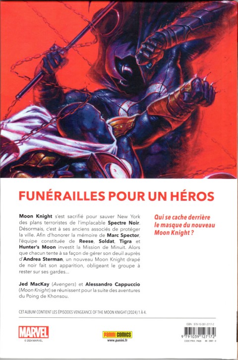 Verso de l'album La Vengeance de Moon Knight 1 Nouvelle Lune