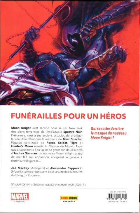 Verso de l'album La Vengeance de Moon Knight 1 Nouvelle Lune