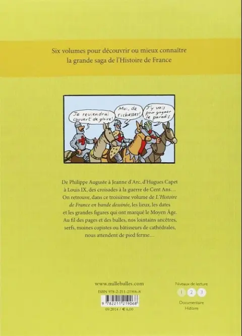 Verso de l'album L'Histoire de France en BD 3 Le Moyen-Âge !