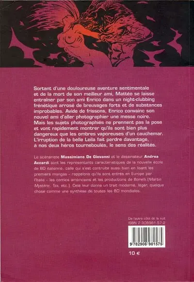 Verso de l'album De l'autre côté de la nuit
