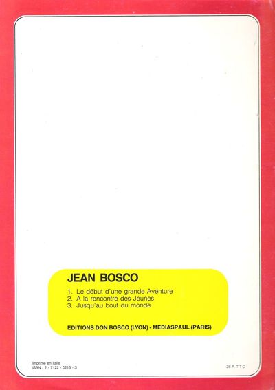 Verso de l'album Jean Bosco Tome 1 Le début d'une grande aventure
