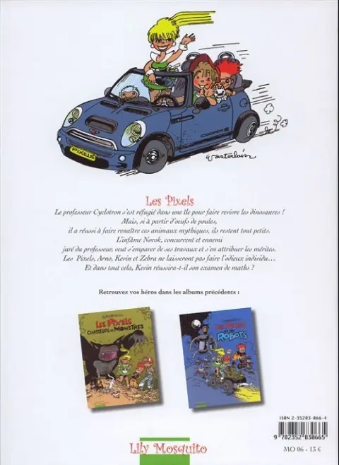Verso de l'album Les Pixels Tome 3 Les Pixels et les mini dinosaures