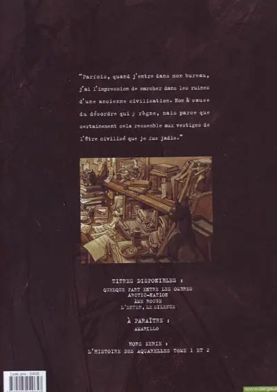 Verso de l'album Blacksad Tome 1 Quelque part entre les ombres