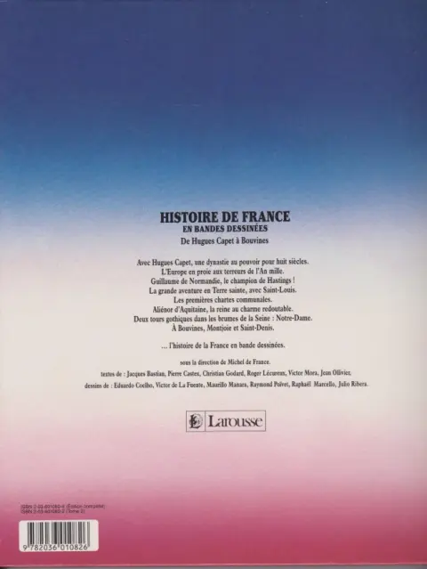 Verso de l'album Histoire de France en bandes dessinées Tome 2 De Hugues Capet à Bouvines