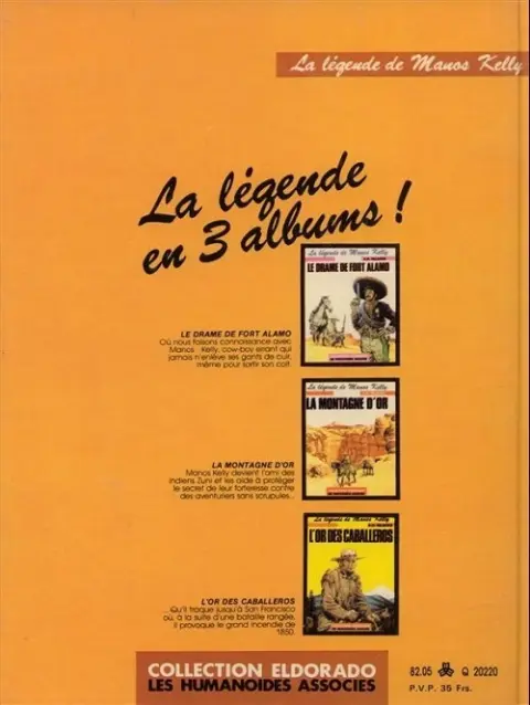 Verso de l'album La légende de Manos Kelly Tome 2 La montagne d'or