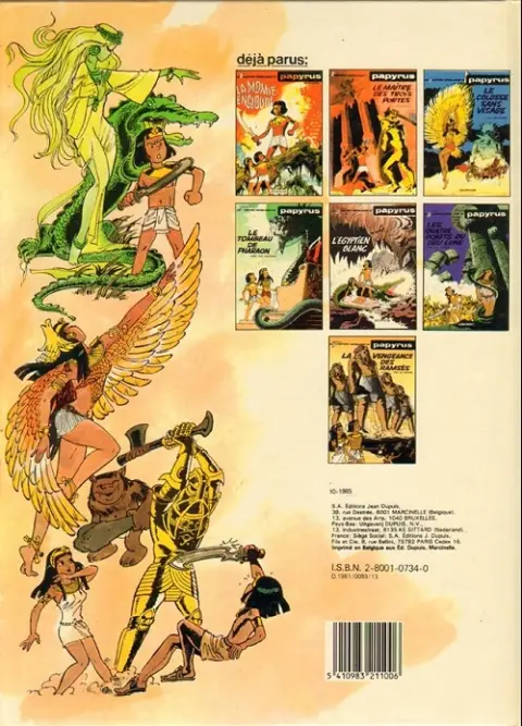 Verso de l'album Papyrus Tome 3 Le colosse sans visage