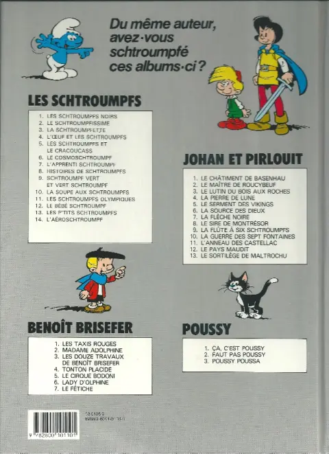 Verso de l'album Les Schtroumpfs Tome 3 La Schtroumpfette
