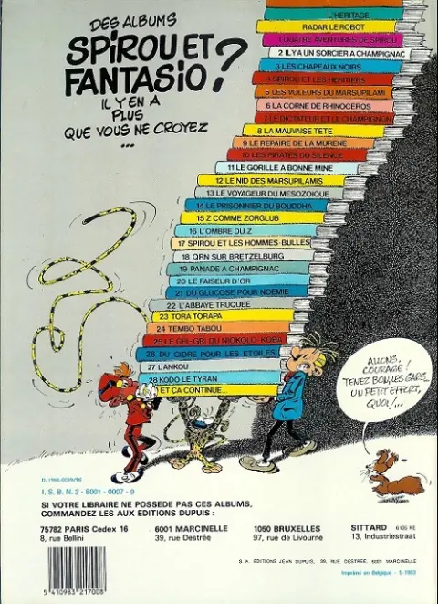 Verso de l'album Spirou et Fantasio Tome 5 Les voleurs du Marsupilami