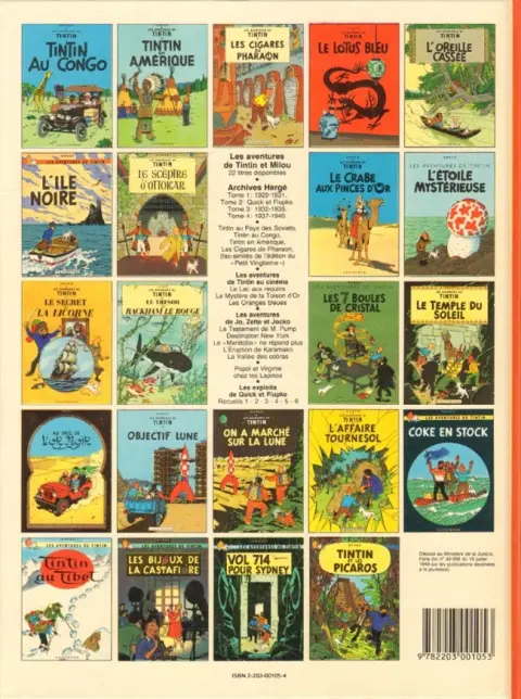 Verso de l'album Tintin Tome 6 L'oreille cassée