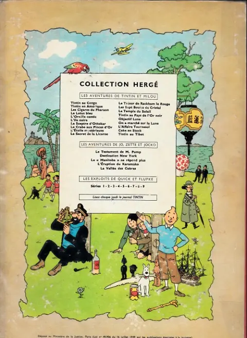 Verso de l'album Tintin Tome 9 Le crabe aux pinces d'or