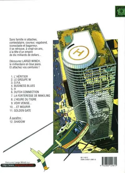 Verso de l'album Largo Winch Tome 11 Golden Gate