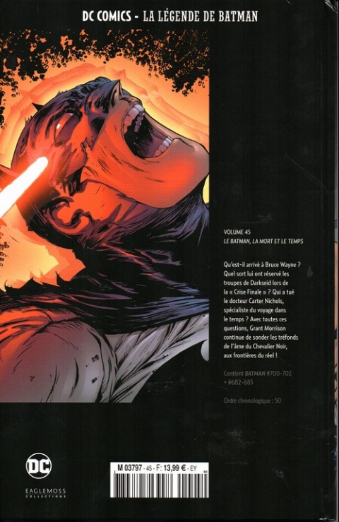 Verso de l'album DC Comics - La Légende de Batman Volume 45 Le batman, la mort et le temps