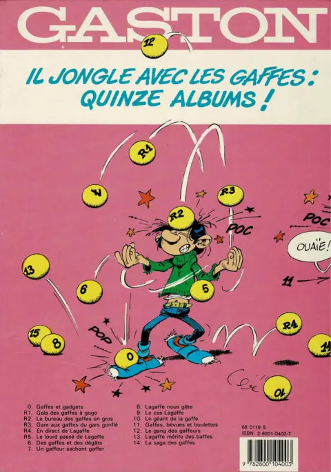 Verso de l'album Gaston Tome 12 Le Gang des gaffeurs