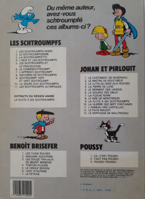 Verso de l'album Les Schtroumpfs Tome 2 Le Schtroumpfissime
