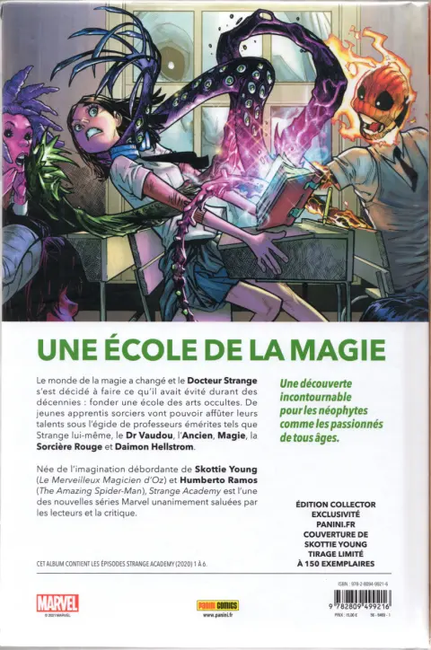 Verso de l'album Strange Academy 1 Première Promo