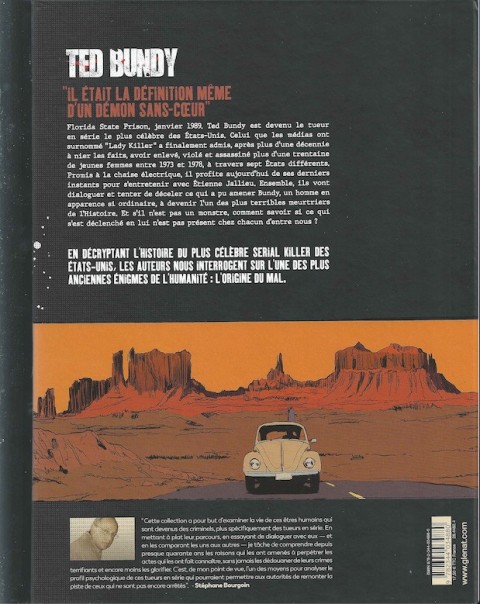 Verso de l'album Stéphane Bourgoin présente les serial killers Tome 1 Ted Bundy, Lady Killer