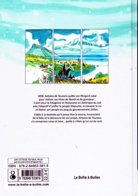 Verso de l'album Roi du vent Un Gascon en Patagonie