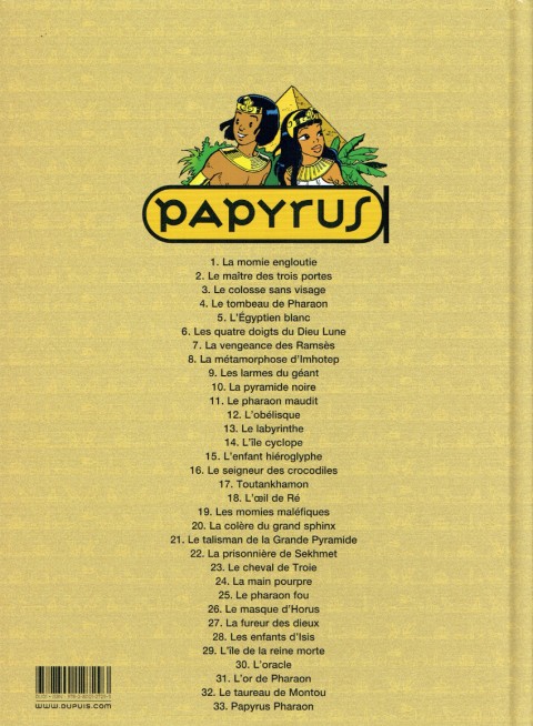 Verso de l'album Papyrus Tome 9 Les larmes du géant