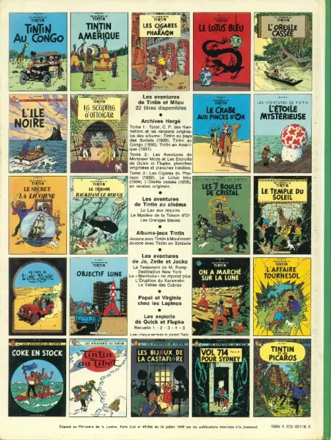 Verso de l'album Tintin Tome 17 On a marché sur la Lune