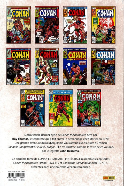 Verso de l'album Conan le barbare : l'intégrale 11 1979-1980