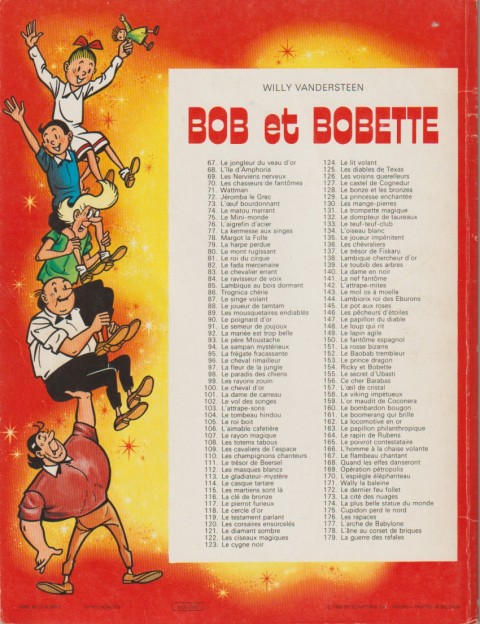 Verso de l'album Bob et Bobette Tome 97 la fleur de la jungle