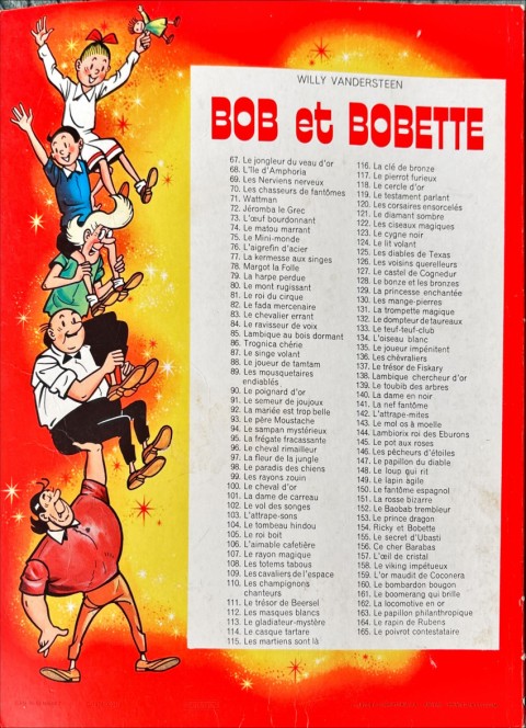 Verso de l'album Bob et Bobette Tome 147 Le papillon du diable