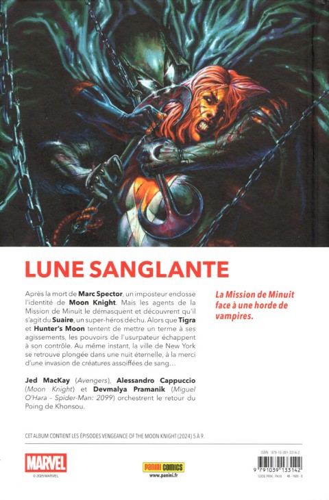 Verso de l'album La Vengeance de Moon Knight 2 Il est vivant