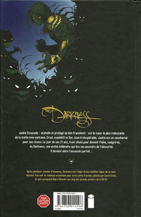 Verso de l'album Darkness Tome 1 L'avènement