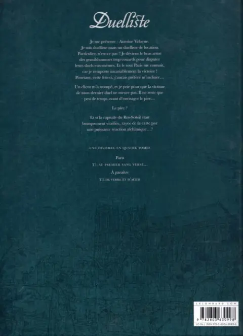 Verso de l'album Duelliste Tome 1 Au premier sang versé...