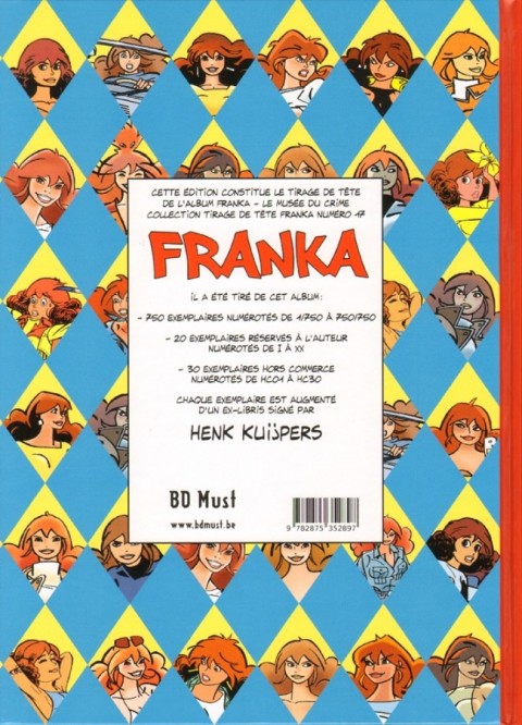 Verso de l'album Franka BD Must Tome 1 Le musée du crime