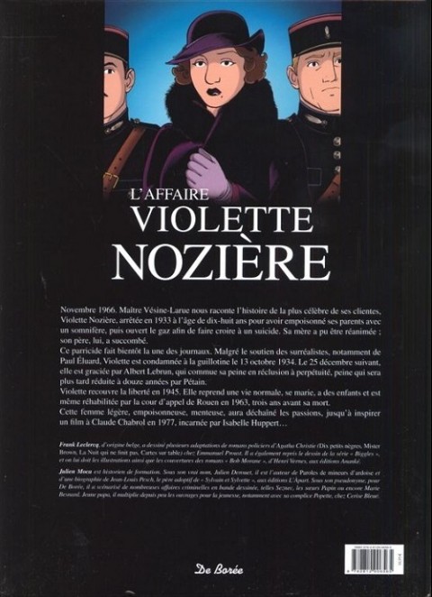 Verso de l'album Les grandes affaires criminelles et mystérieuses Tome 9 L'affaire Violette Nozière
