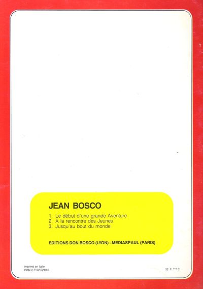 Verso de l'album Jean Bosco Tome 2 À la rencontre des jeunes