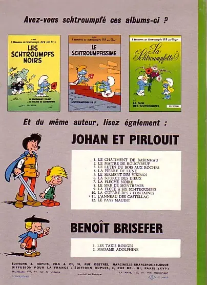 Verso de l'album Les Schtroumpfs Tome 4 L'œuf et les schtroumpfs