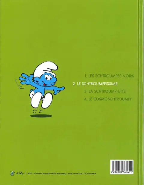 Verso de l'album Les Schtroumpfs Tome 2 Le schtroumpfissime