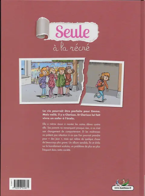 Verso de l'album Seule à la récré