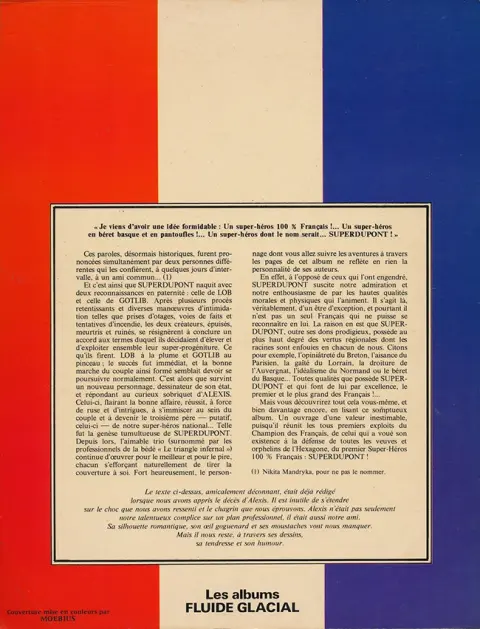 Verso de l'album SuperDupont Tome 1