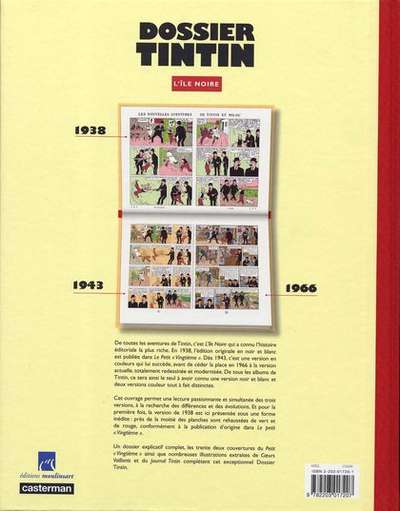 Verso de l'album Tintin - Dossier Tome 7 L'île noire